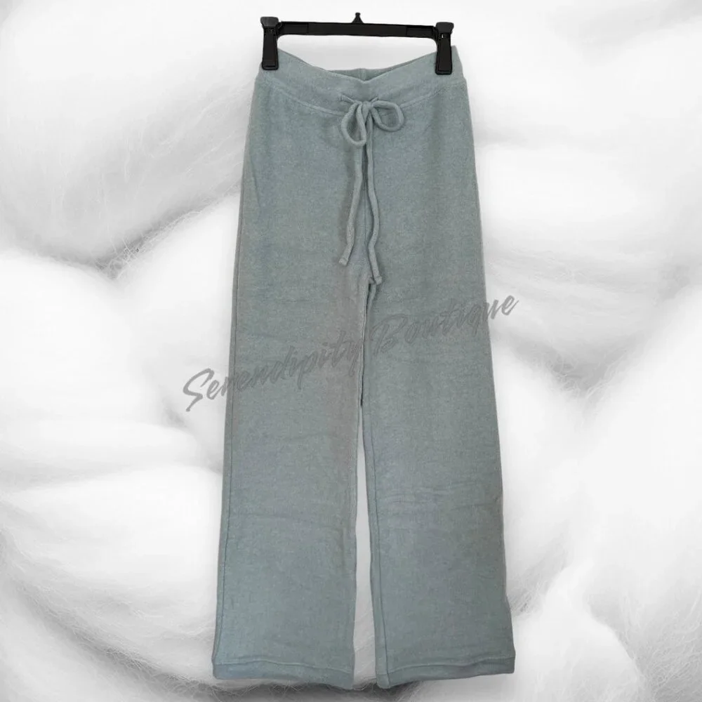 Zenana Fuzzy Soft Fleece High Rise Wide Flare Leg Lightweight Cozy Lounge Pants - Picture 3 of 11